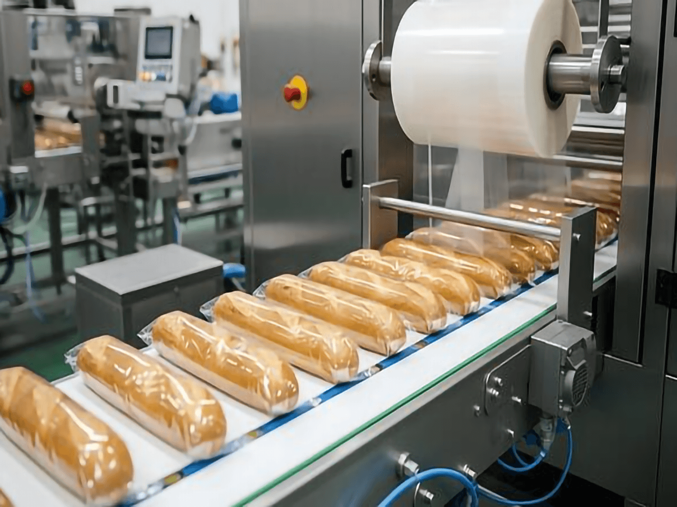 Food packaging line using nitrogen environment to extend shelf life