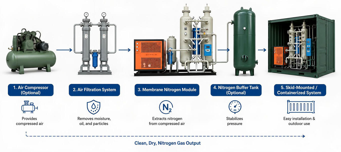 Membrane Nitrogen Generator system component structure diagram